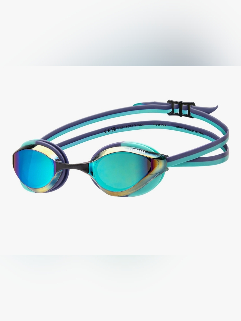 ARENA Unisex Python Racing Swim Goggles Anti-Fog No Leak Turquoise/Future Dusk/W